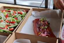 Load image into Gallery viewer, Hot smoked applewood salmon with citrus and caper creme fraiche