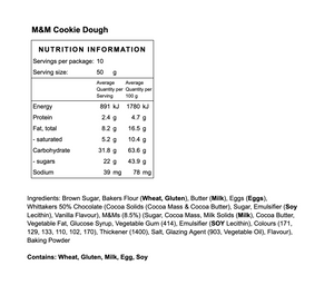 M&M Cookie dough (raw to cook at home, NF)